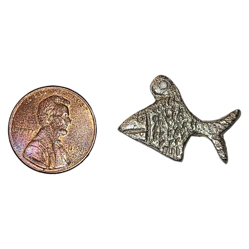200+ piece Silver Tone Fish Charms Tail Down‎ Piranha Bulk Dangle Charm